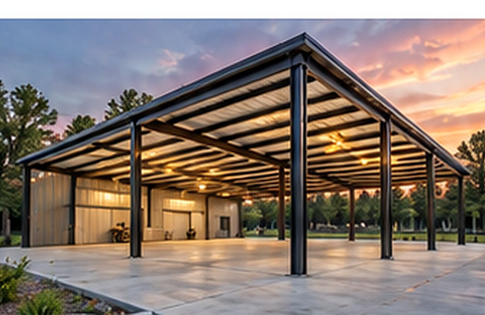 Pre-engineered steel frame building example